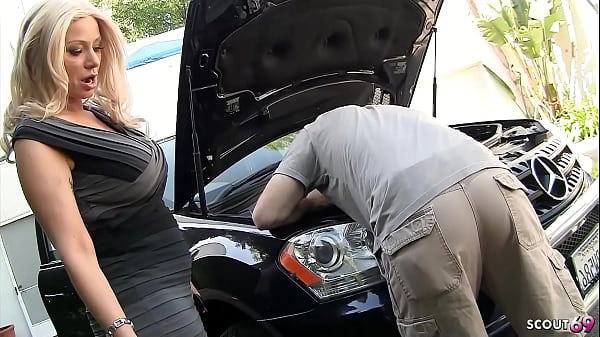 Nymphomanaic blonde Big Boobs Cougar Wife tricked Big dick Boy next door to Cheating Fuck 