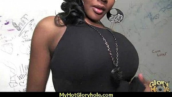 Ebony teen shows off her blowjob skills at gloryhole 25 