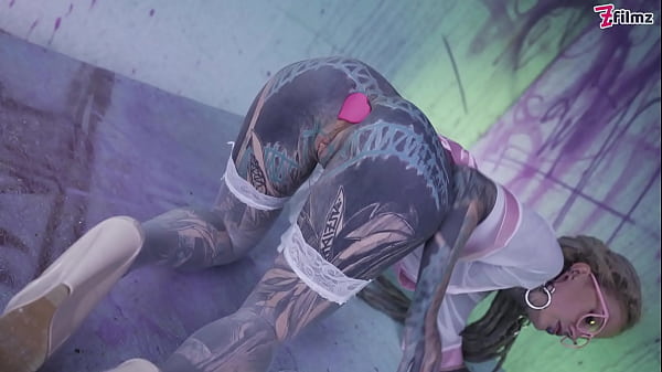 Glasses wearing tattooed girl loves the tattooed dick fucking dp and facial