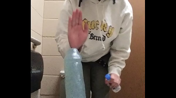 Riding big dildo in public 