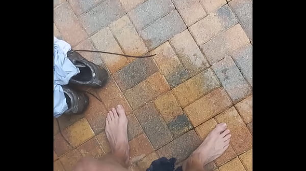 Big cock swanging pool side 