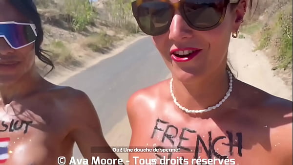 Bukkake french girl vs lady boy tha&iuml; 2 slut suck random strangers in a public beach to finish with a shower cum