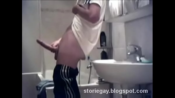 Boy big dick - handjob in the bathroom 