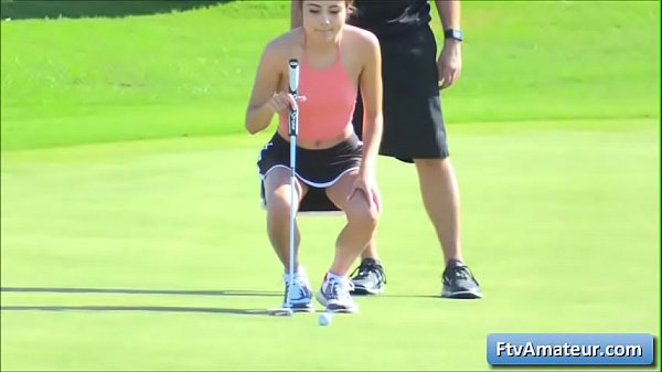 Young sexyteen amateur Adria playing golfnaked and show_her naked sexy body