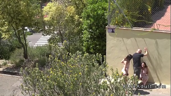 Brunette beauty suspended and whipped_outdoor