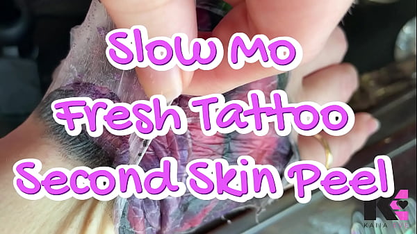 Slow mo fresh tattoo second skin peel