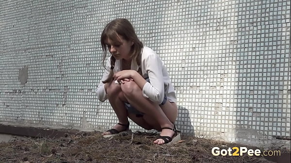 Got2pee Brings Another Desperately Peeing Girl In Rushing To Pee - Featuring Big Puddle thumbnail