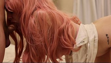 Straight jacket babe with pink hair 