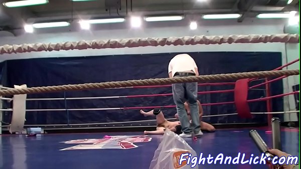 Roundass lesbians wrestling_in a boxing ring