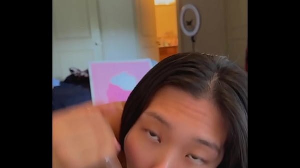 Down on my knees giving a blowjob like a good asian slut huge cumshot in mouth