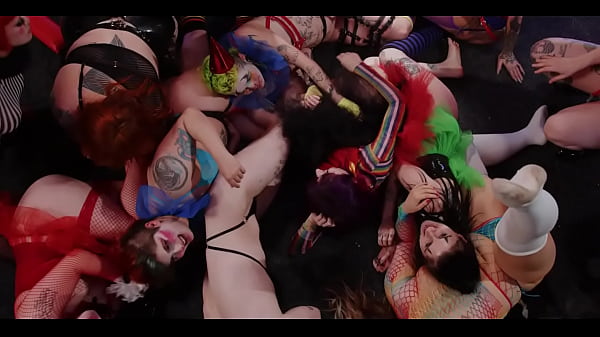 Insane all clown orgy strap on anal play rimming train spanking paddling 