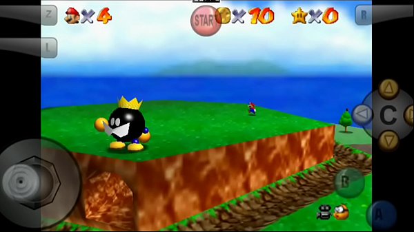 Pegando a 1a estrela no Super Mario 64