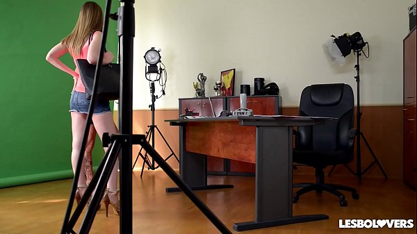 Lesbian babes Afrodity & Stella Cox lick & finger wet pussies during photo shooting 