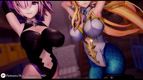 Artoria pendragon and mash kyrielight dancing with sexy song mikumikudance mmd r 18 