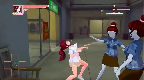 Hot woman in erotic ryona gameplay