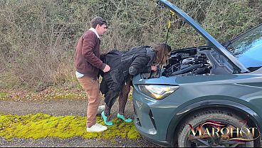 Car Breakdown on Country Road &ndash_ Stranger Ate My Pussy Then Fucked Me Hard on the Hood &_ in the Trunk