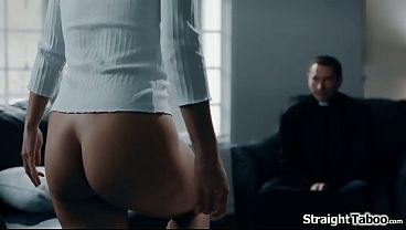 Teen Gia Derza anal fucked herself but her ass feels sore now.She asks her pastor for help.He fingers her butt and helps her with the temptation 