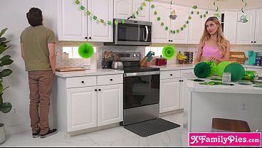 St Patricks Day had stepsis horny when she saw stepbros huge cock 