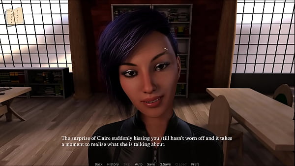 Claire show's how happy she is by using her mouth