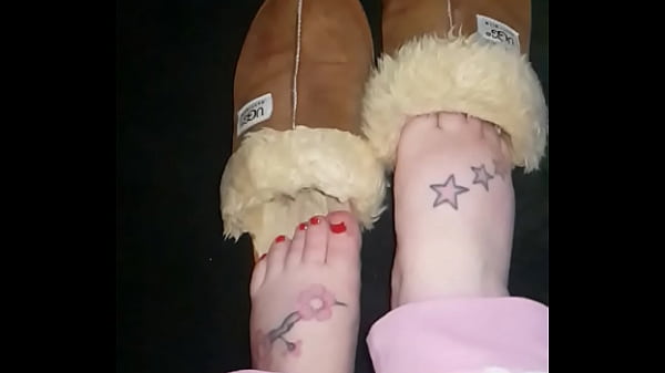 Wearing and playing in ugg slippers 