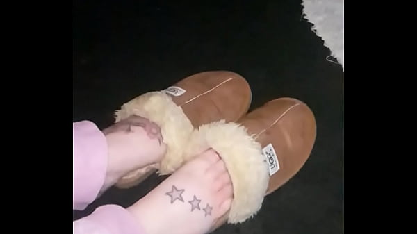 Wearing and playing in ugg slippers 