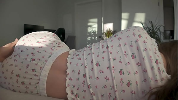 Morning sex with horny big tits roommate girl ended with a creampie 