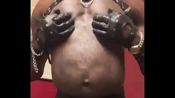 Black Bodybuilder Solo Titplay Rubber Leather & Cum Finale 