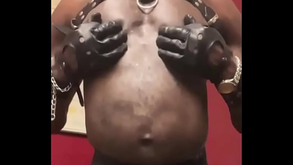 Black Bodybuilder Solo Titplay Rubber Leather &amp_ Cum Finale