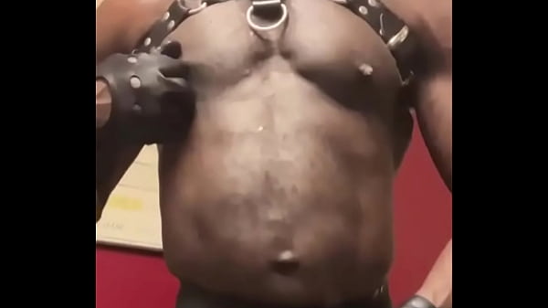 Black Bodybuilder Solo Titplay Rubber Leather &amp Cum Finale