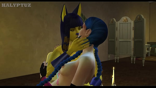 JinxcatchesAnkha fingeringand joins her on a lesbian duo_League of Legends A Crossing