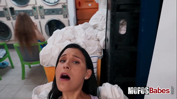 Naughty yet very horny big tit black haired girl fucked while doing her laundry 