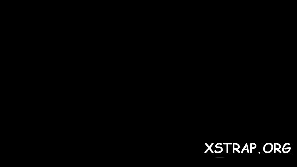 Ropped babe drilled with huge toys 