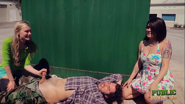Publichandjobs - Shopping Babes Raquel Roper And Jessie Young Have A Ffm Handjob Three Way With A Hobo Behind The Mall thumbnail