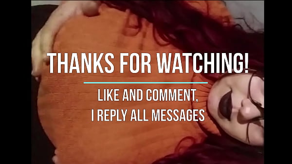 Redhead goth wife playing with her huge tits whille watch hentai 