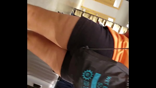 Big ass in shorts shopping