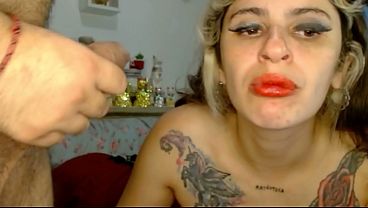 Rough Facefuck and Anal Farting with gaping rosebud until Cum dripping of her mouth