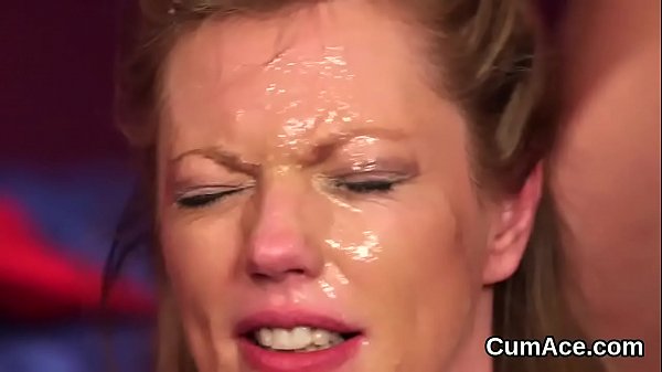 Kinky babe_gets sperm load on her face sucking all the_love juice