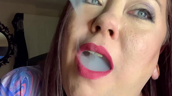 BBW_MistressTina Snua Smoking A Cork Cigarette WithNose Exhales Snap Inhales SmokeRings Drifting