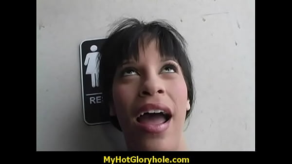 Gloryhole Ebony sucking a strangers_hard cock through the hole in the wall 23