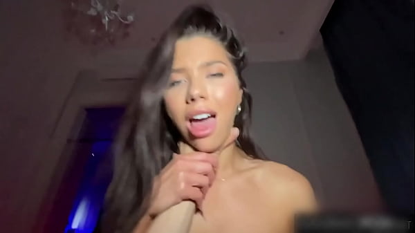 Isanely beautiful british brunette sucks my cock and fucks on pov