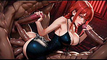 Play MP4 - 6on1 Triple Penetration Hard Anal Gangbang Makima from Chainsaw Man Anime - AI Generation Anal