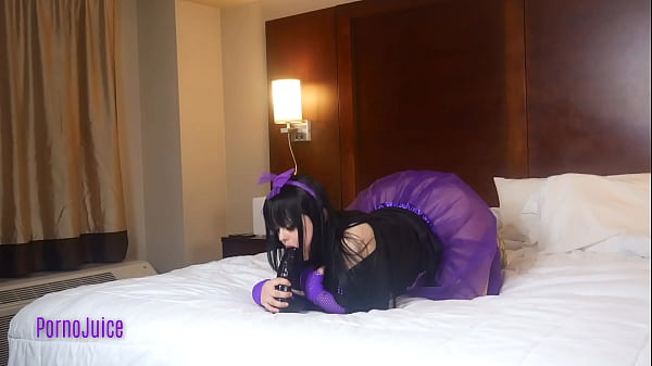 Teens sucks on massive black dildo 