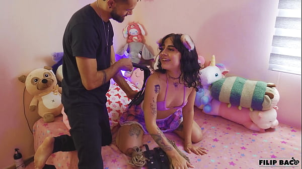 The petite and skinny alina svetlana having hard sex on a bondage session fucking a huge cock 