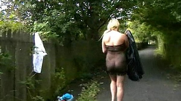 Blonde babes exhibitionism and motorway masturbation of flashing Lena on a publi 