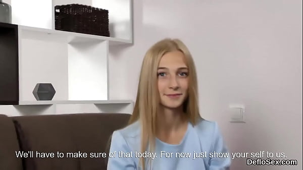 Fervent semi naked looker caresses her opened hymen in close up