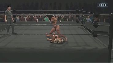Sexy blonde legend dominated in a black bikini