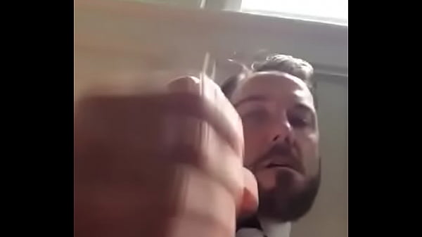 horny stroking cock in the office