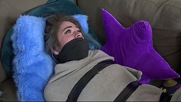 Grey Haired Teen Girl Tied Up And Gagged In Bondage Being Totally Helpless thumbnail