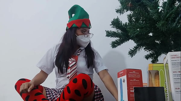 Mature student doesn't attend class because she stays at home checking out the new erotic christmas gifts she masturbates with the gifts like a slut 
