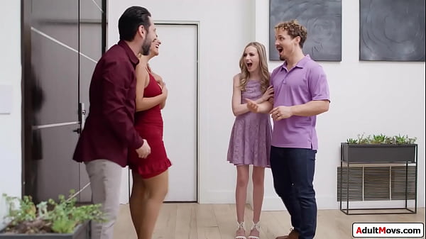 Busty latina wants a couple swap before marriage with petite blonde and her small tits babe is excited and the ladies suck cock and get banged